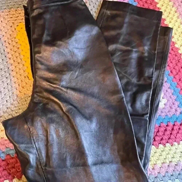 Mixit Elegant Black Leather Pants Size 10 -  High-Waisted, Chic Design Vintage - Picture 2 of 4